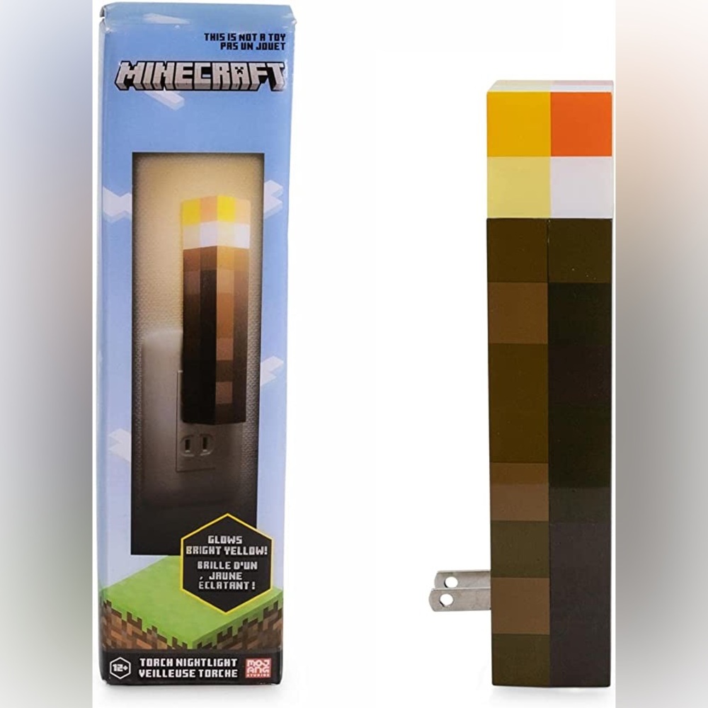 Minecraft Brown Stone Torch Plug-in Nightlight with Auto Dusk to Dawn Sensor